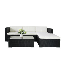 Black Outdoor Rattan Sofa Set Mobília do pátio do jardim